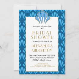 Invitación Art Deco Bridal Shower Blue Vintage