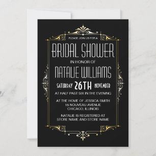Invitación Art Deco Bridal Shower Retro Invitati de 20