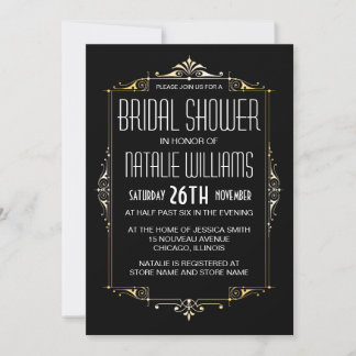 Invitación Art Deco Bridal Shower Retro Invitati de 20