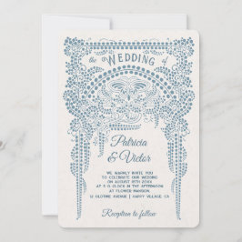 Invitación Art Deco Butterfly in Frame Wedding  Invitation
