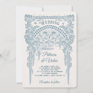 Invitación Art Deco Butterfly in Frame Wedding  Invitation