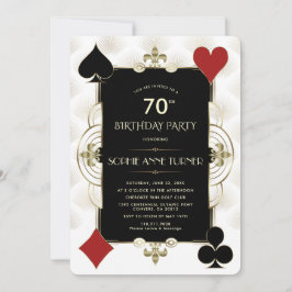 Invitación Art Deco Casino Royale Poker Mujer 70 cumpleaños