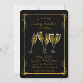 Invitación Art Deco Champagne Fiesta