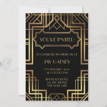Invitación Art Déco con tema de Gran Gatsby de los