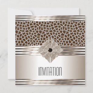 Invitación Art Deco Crema Beige Estampado Animal