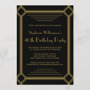 Invitación Art déco cualquier fiesta de cumpleaños de la edad