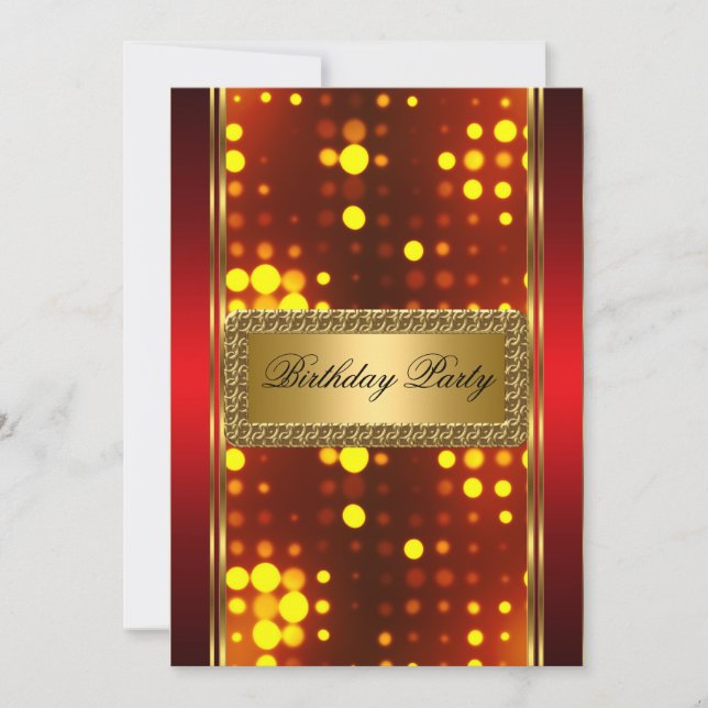 Invitación Art Déco de Fuego Rojo Plata Dorada (Anverso)