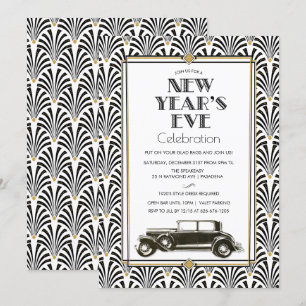 invitación Art Déco de Gatsby para Nochevieja