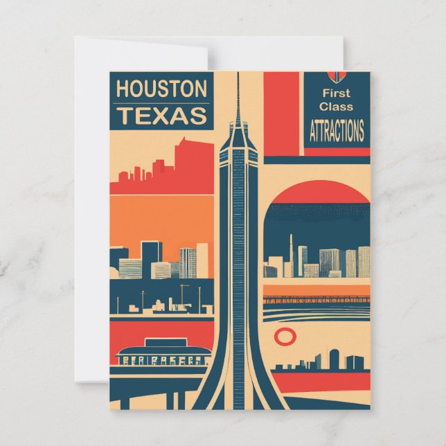 Invitación Art Déco de Houston Texas (Anverso)