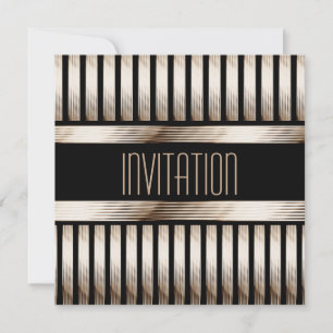 Invitación Art Deco Dorado Negro Sepia