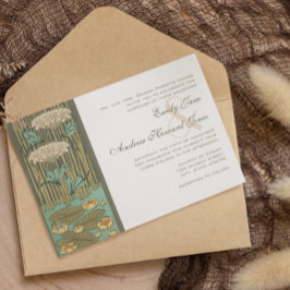 Invitación Art Deco Dragonfly Lily Pad Boda de cuento de hada