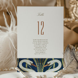 Invitación Art Deco Elegance Swan Table Number Card
