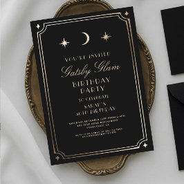Invitación Art Deco Elegante Cumpleaños Clásico Años 20 Negro