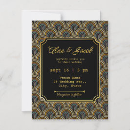 Invitación Art Deco Embroidered-Style Wedding Invitation