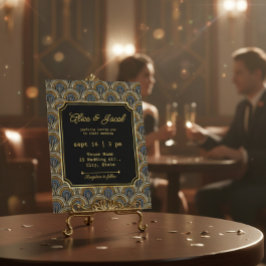 Invitación Art Deco Embroidered-Style Wedding Invitation