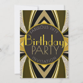 Invitación Art Deco Fabulous 50 Birthday Gatsby Fiesta