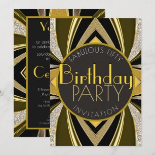 Invitación Art Deco Fabulous 50 Birthday Gatsby Fiesta
