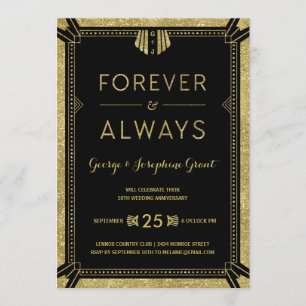 Invitación Art Deco   Fiesta del Aniversario de Oro
