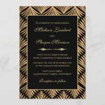 Art Deco Floral Oro Negro Gran Gatsby Boda