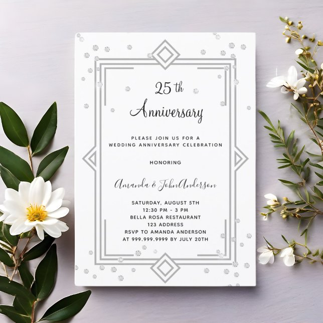 Invitación Art Deco Gatsby 25th diamonds wedding anniversary (Subido por el creador)