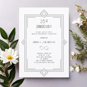 Invitación Art Deco Gatsby blanco 25º aniversario boda