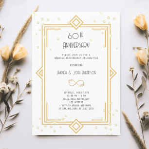 Invitación Art Deco Gatsby blanco 60° aniversario boda