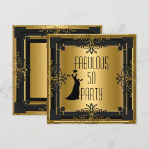 Invitación ART DÉCO Gatsby Fabuloso 50 Cumpleaños 50 Aniversa