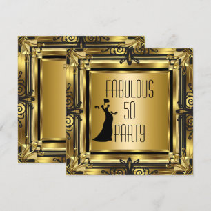 Invitación ART DECO Gatsby Fabuloso 50 Cumpleaños Retro 3
