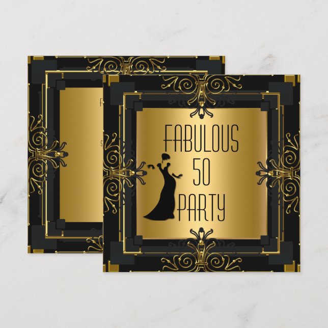 Invitación ART DECO Gatsby Fabulous 50 50th Birthday Party 2 (Anverso / Reverso)