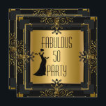 Invitación ART DECO Gatsby Fabulous 50 50th Birthday Party 2<br><div class="desc">ART DECO Gatsby Fabuloso 50 50th Birthday Party Diva Lady Invitación Todas las Ocasiones Fiesta Gold Black 1920, Celebraciones de los 20. Personalizar con sus propios detalles y edad. Plantilla para Dulce 16, 16, Quinceanera 15, 18, 20, 21, 30, 40, 50, 60, 70, 80, 90, 100, Fabulous product para Mujeres,...</div>