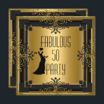 Invitación ART DECO Gatsby Fabulous 50 50th Birthday Party 3<br><div class="desc">ART DECO Gatsby Fabuloso 50 50th Birthday Party Diva Lady Invitación Todas las Ocasiones Fiesta Gold Black 1920, Celebraciones de los 20. Personalizar con sus propios detalles y edad. Plantilla para Dulce 16, 16, Quinceanera 15, 18, 20, 21, 30, 40, 50, 60, 70, 80, 90, 100, Fabulous product para Mujeres,...</div>