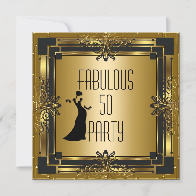 Invitación ART DECO Gatsby Fabulous 50 50th Birthday Retro (Anverso)