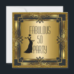 Invitación ART DECO Gatsby Fabulous 50 50th Birthday Retro<br><div class="desc">Retro ART DECO Gatsby Fabuloso 50 50º fiesta de cumpleaños Diva Lady Invitación Todas las ocasiones Fiesta Oro Negro 1920, Celebraciones de los 20. Personalizar con sus propios detalles y edad. Plantilla para Dulce 16, 16, Quinceanera 15, 18, 20, 21, 30, 40, 50, 60, 70, 80, 90, 100, Fabulous product...</div>