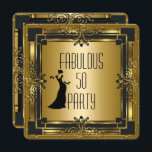Invitación ART DECO Gatsby Fabulous 50 50th Birthday Retro<br><div class="desc">Retro ART DECO Gatsby Fabuloso 50 50º fiesta de cumpleaños Diva Lady Invitación Todas las ocasiones Fiesta Oro Negro 1920, Celebraciones de los 20. Personalizar con sus propios detalles y edad. Plantilla para Dulce 16, 16, Quinceanera 15, 18, 20, 21, 30, 40, 50, 60, 70, 80, 90, 100, Fabulous product...</div>