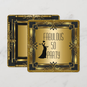 Invitación ART DECO Gatsby Fabulous 50 50th Birthday Retro