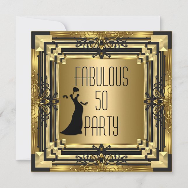 Invitación ART DECO Gatsby Fabulous 50 50th Birthday Retro 2 (Anverso)