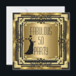Invitación ART DECO Gatsby Fabulous 50 50th Birthday Retro 2<br><div class="desc">Retro ART DECO Gatsby Fabuloso 50 50º fiesta de cumpleaños Diva Lady Invitación Todas las ocasiones Fiesta Oro Negro 1920, Celebraciones de los 20. Personalizar con sus propios detalles y edad. Plantilla para Dulce 16, 16, Quinceanera 15, 18, 20, 21, 30, 40, 50, 60, 70, 80, 90, 100, Fabulous product...</div>