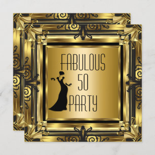 Invitación ART DECO Gatsby Fabulous 50 50th Birthday Retro 3