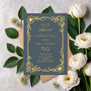 Invitación Art Deco Gatsby gris 50 aniversario de bodas