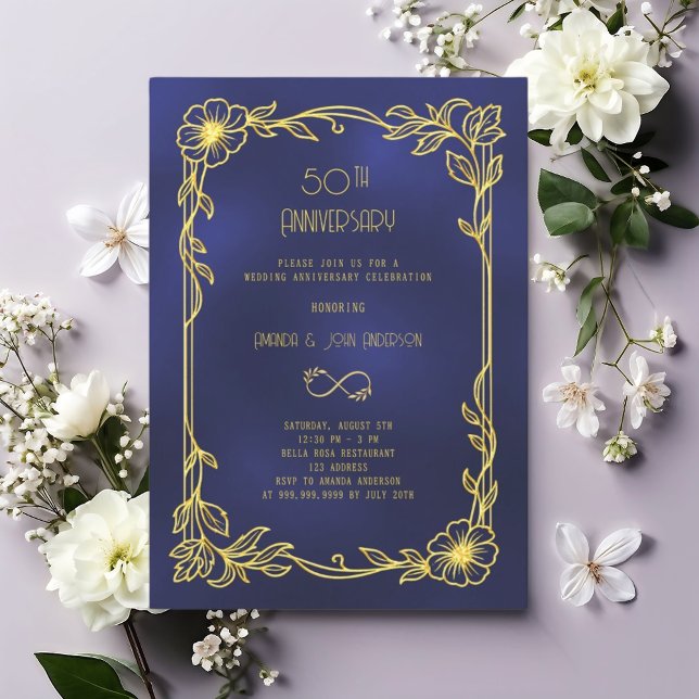 Invitación Art Deco Gatsby negro 50 aniversario de bodas (Subido por el creador)