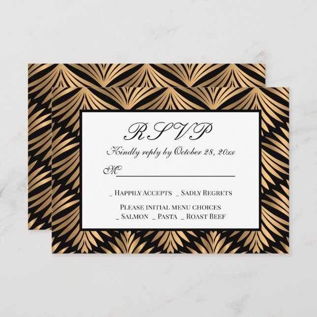 Invitación Art Deco Gatsby Wedding RSVP (Anverso / Reverso)