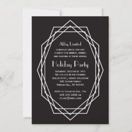 Invitación Art Deco Geometric Corporate Holiday Party Black