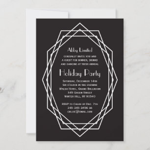 Invitación Art Deco Geometric Corporate Holiday Party Black