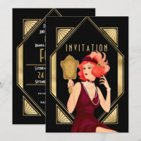 Art Deco Glam Chica 40th Birthday Gold Black