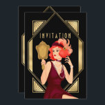 Invitación Art Deco Glam Chica 60th Birthday Gold Black<br><div class="desc">Estilo glam para invitar a sus huéspedes a una velada de los años 20 con esta elegante invitación de estilo oro y negro Art Deco para su fiesta de cumpleaños número 60. En la parte posterior personaliza fácilmente la tipografía con tus detalles. En la parte delantera, la palabra de cabecera...</div>
