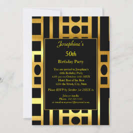 Invitación Art Deco Gold Black 50th Cumpleaños Party