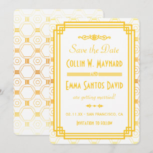 Invitación Art Deco Gold Save The Date
