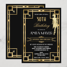 Invitación Art Deco Gran Gatsby en los años 20 Cumpleaños CUA