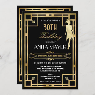 Invitación Art Deco Gran Gatsby en los años 20 Cumpleaños CUA