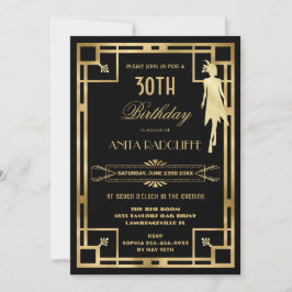 Invitación Art Deco Gran Gatsby en los años 20 Cumpleaños CUA